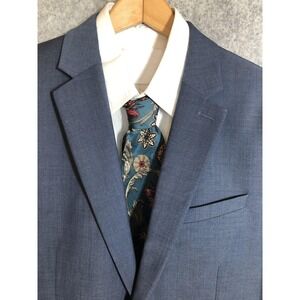 Express Suit Jacket 40 Blue Slim Notch Lapel Stretch Wool Photographer Classic